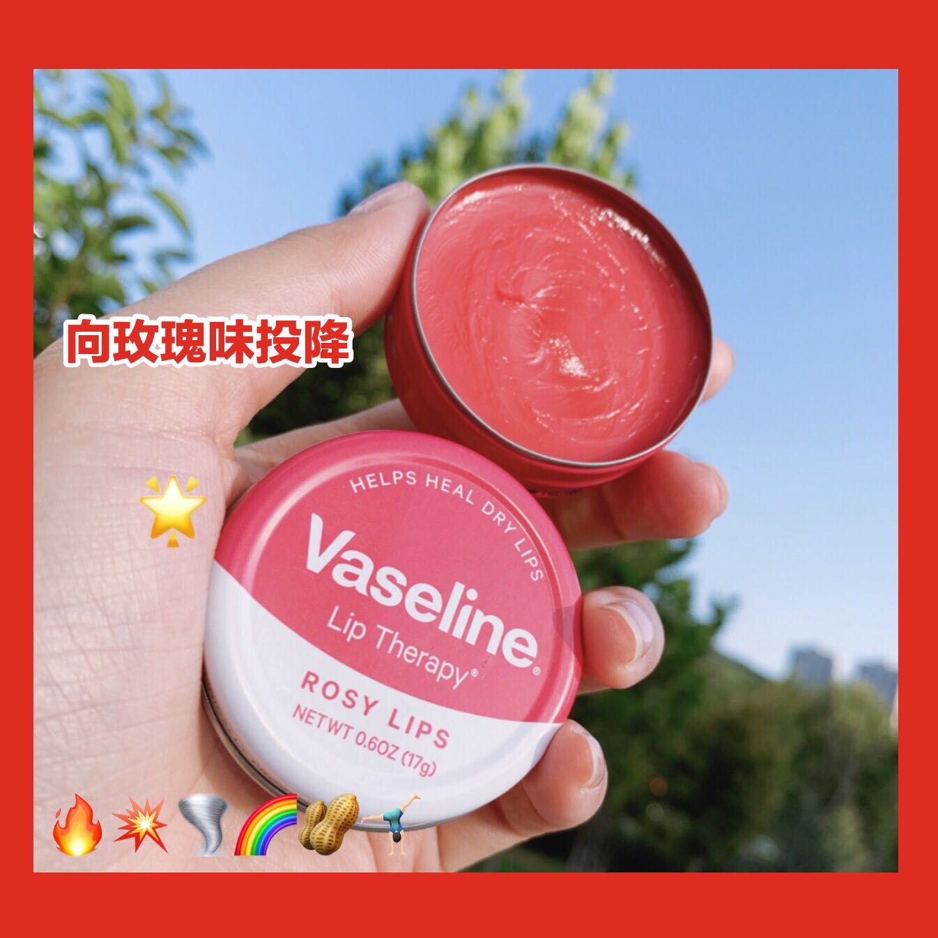 哇！英国vaseline玫瑰唇色润唇膏