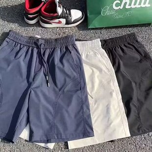 美式尼龙速干短裤女夏季薄款斜切休闲健身裤子运动冰丝沙滩五分裤