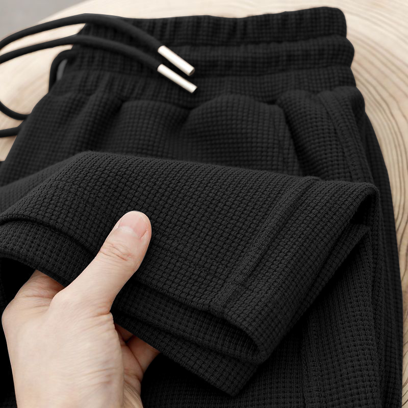 尾货撤柜外贸高端华夫格休闲加绒运动裤女宽松百搭阔腿长裤卫裤潮