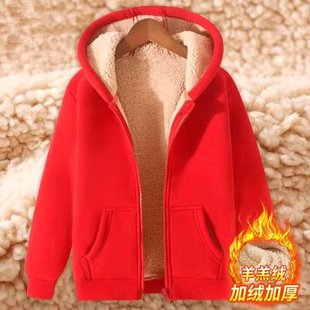 特价清仓加绒加厚外套女宽松羊羔绒卫衣保暖冬天工作服耐磨秋冬季