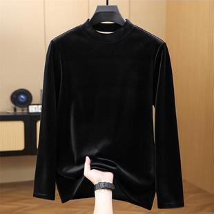 金丝绒衣服女2025秋冬季新款修身大码打底衫加绒加厚保暖长袖T恤