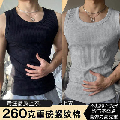 黑色美式坎肩背心男款夏季显肌肉无袖t恤高级感痞帅运动健身汗衫