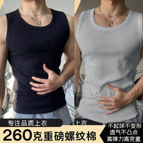 黑色美式坎肩背心男款夏季显肌肉无袖t恤高级感痞帅运动健身汗衫