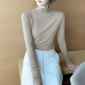 清仓捡漏 春秋衣上衣 内搭t恤薄款 专柜撤回出口半高领打底衫 女长袖