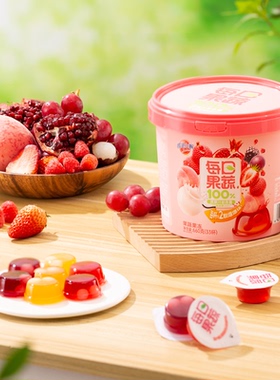 蜡笔小新100%原果汁果冻桶660g果冻零食蒟蒻儿童休闲解馋小吃