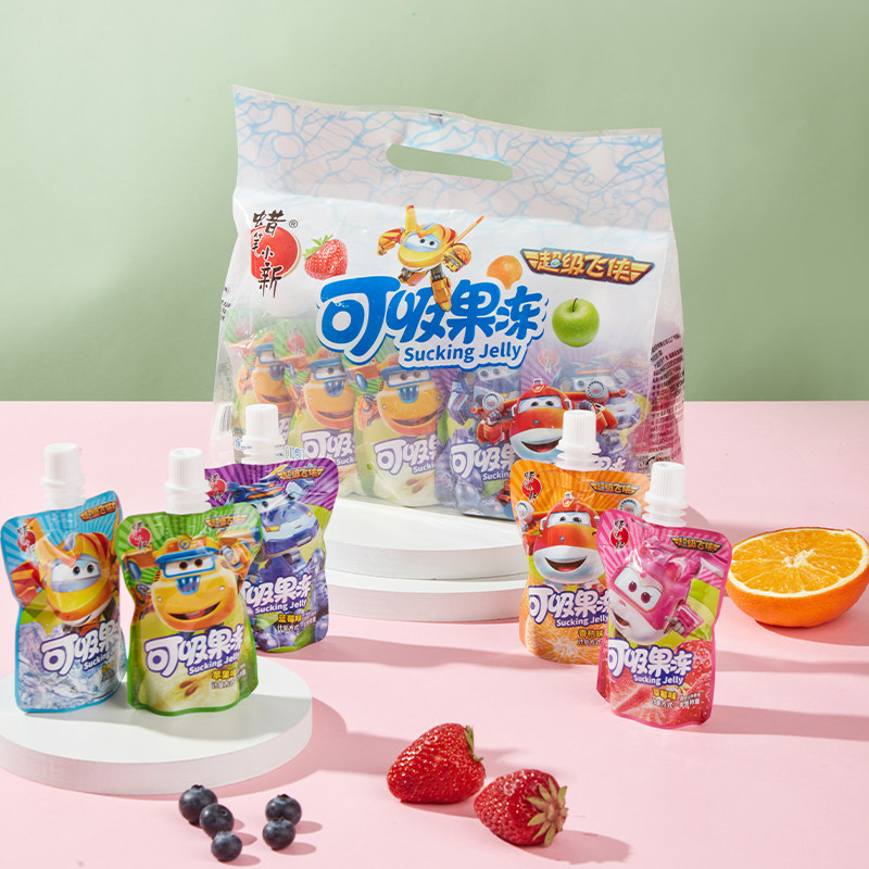 【u先】蜡笔小新超级飞侠联名680g可吸吸果冻儿童零食幼儿园