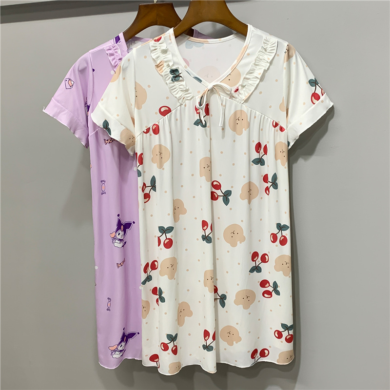 女童睡裙夏季冰丝公主风薄款儿童中大童女孩睡衣短袖空调服家居服
