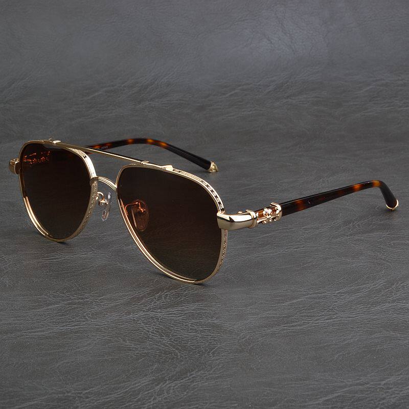 纯钛飞行员纯钛偏光太阳镜男女款大脸个性复古墨镜开车黑超蛤蟆镜