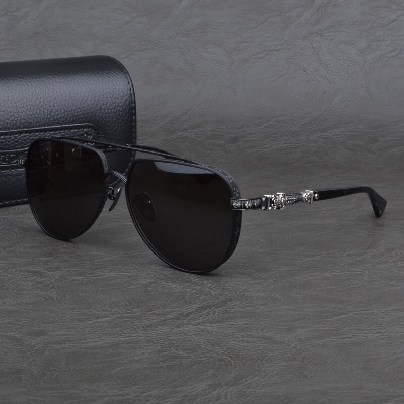 奢华雕花重工纯钛太阳镜男款潮牌百搭复古超宽大脸墨镜女开车黑超