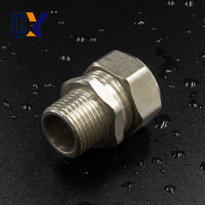 铝塑管铜接头加厚太阳能管件4分卡套式外牙直接1620镀镍外丝直通