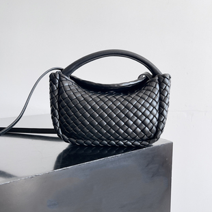 意大利新元宝包羊皮纯手工编织女包单肩斜跨手提包可拆卸肩带23cm