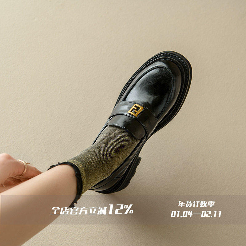 FairyWink 私物单品～！金属扣厚底乐福鞋女英伦风小皮鞋粗跟单鞋,女鞋,深口单鞋,淘宝优惠券,粉丝福利购,淘宝优惠卷