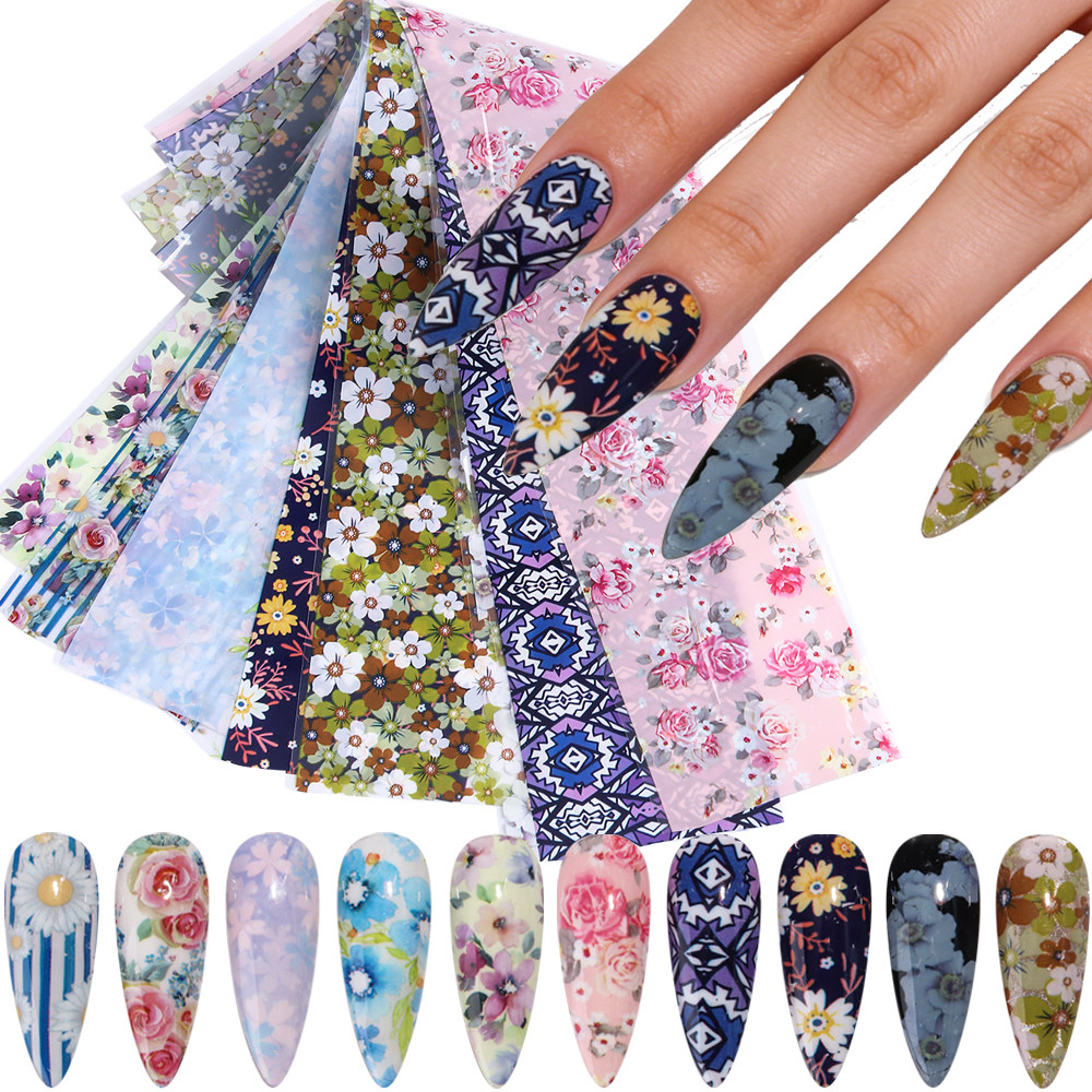 春季热款小清新美甲星空纸浪漫玫瑰樱花小雏菊转印指甲贴花