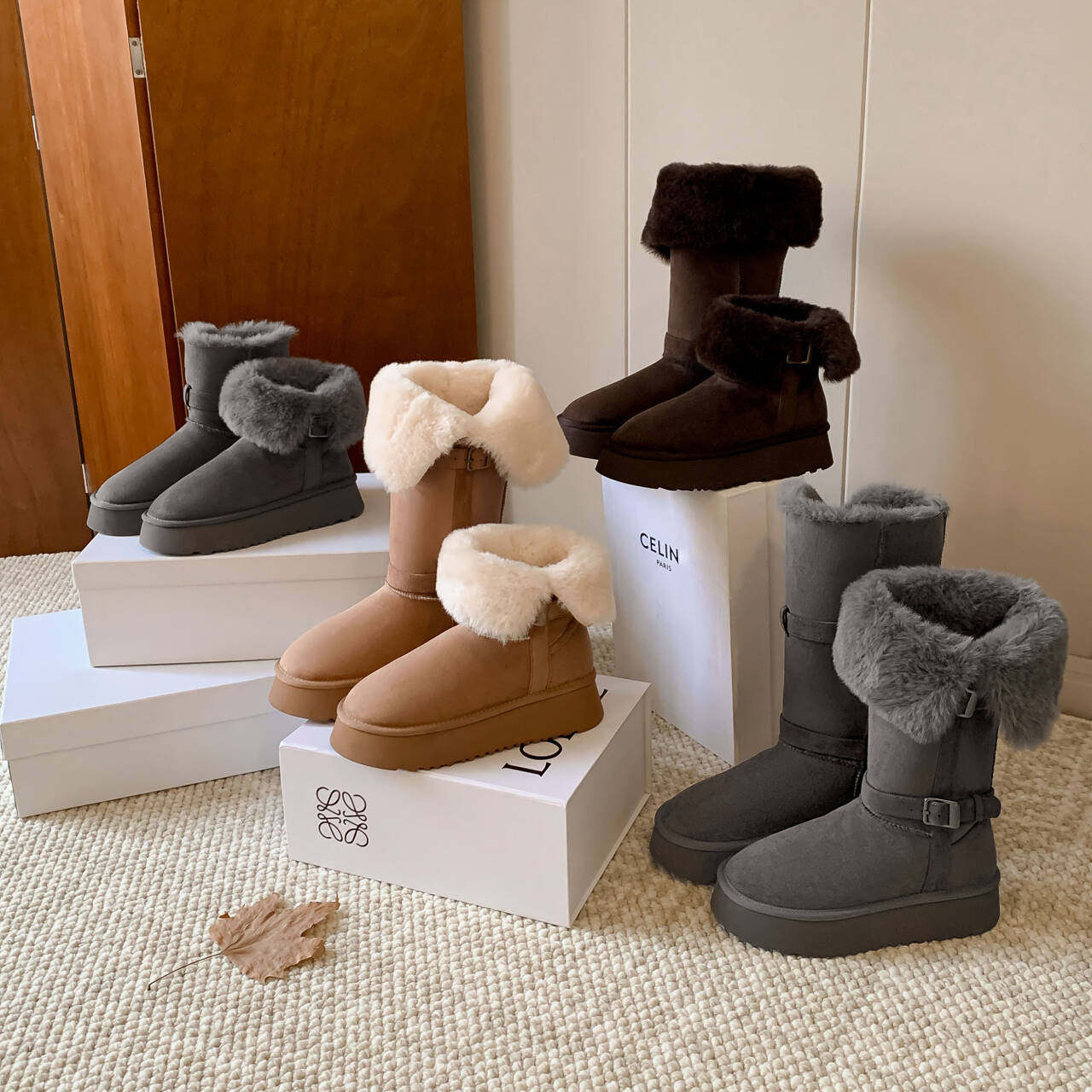 【STAR】冬季新款灰色厚底雪地靴时尚休闲加绒加厚女靴4cm,女鞋,时尚雪地靴,淘宝优惠券,粉丝福利购,淘宝优惠卷