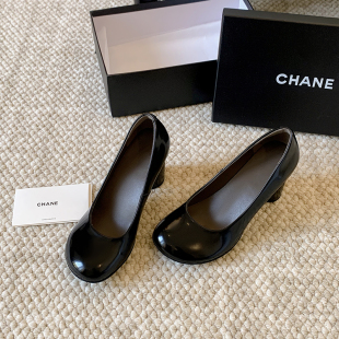 头小众粗跟单鞋 气质浅口芒果鞋 复古风厚底玛丽珍法式 7cm STAR