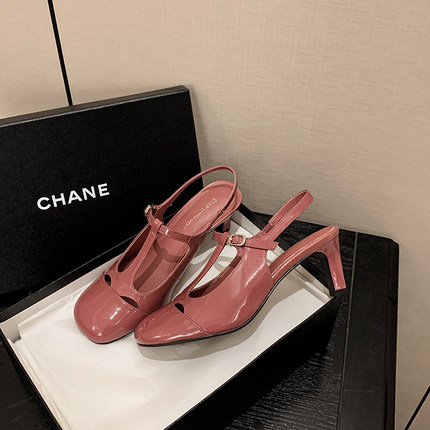 【STAR】小众设计师复古丁字带圆头法式百搭后空细跟单鞋7cm