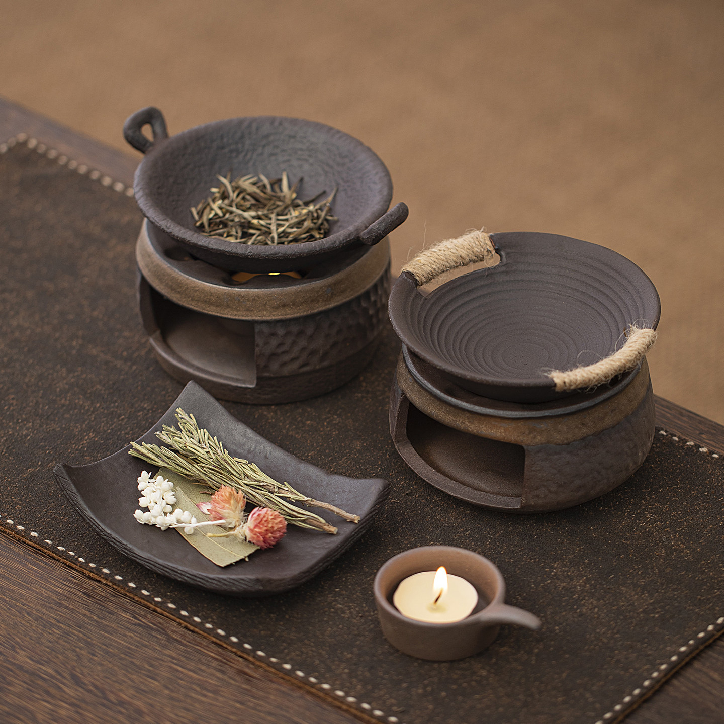 粗陶温茶炉蜡烛焙茶炉陶瓷茶叶提茶道/零配