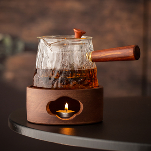 胡桃木温茶底座蜡烛加热保温花果茶壶套装玻璃茶具美容院下午茶具