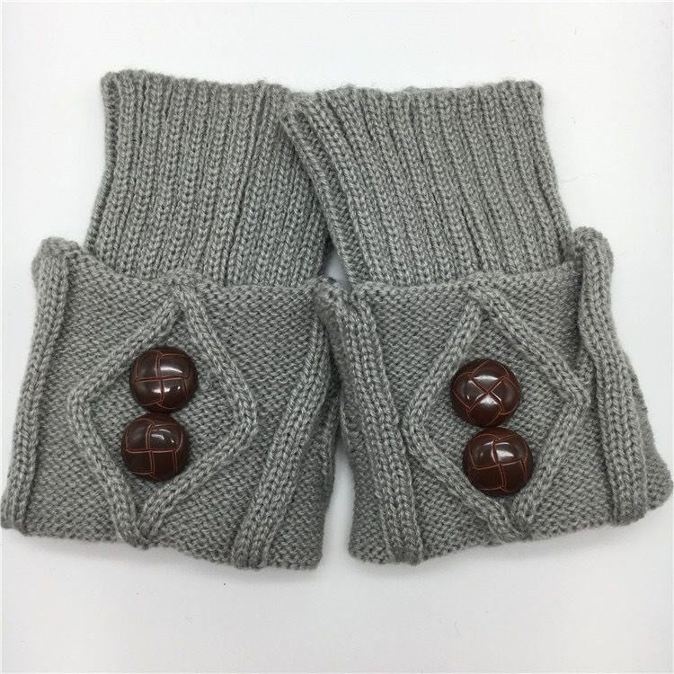 여성용 한국식 다리 커버 니트 다용도 발목 보호대 마름모 단추 부츠 커버 따뜻한 모직 신발 커버 양말 커버 짧은 겨울 스타일