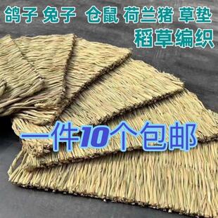 鸽子脚垫兔子草垫仓鼠可食用磨牙龙猫鹦鹉稻草编织宠物鸟笼防臭垫