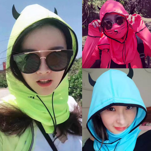 台湾户外小恶魔防紫外线女防晒帽