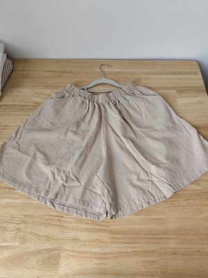 特价清/文艺范原麻色松紧腰棉麻短裤女夏季 裤长42 臀围130