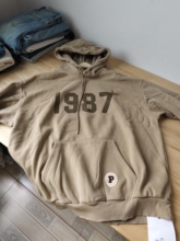 特清/韩范1987宽松连帽加绒卫衣女秋冬杏色套头绒衫 胸围140长77