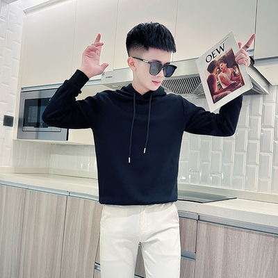 155男女简约连帽卫衣XS小码S号韩版修身纯色百搭带帽外套潮流上衣