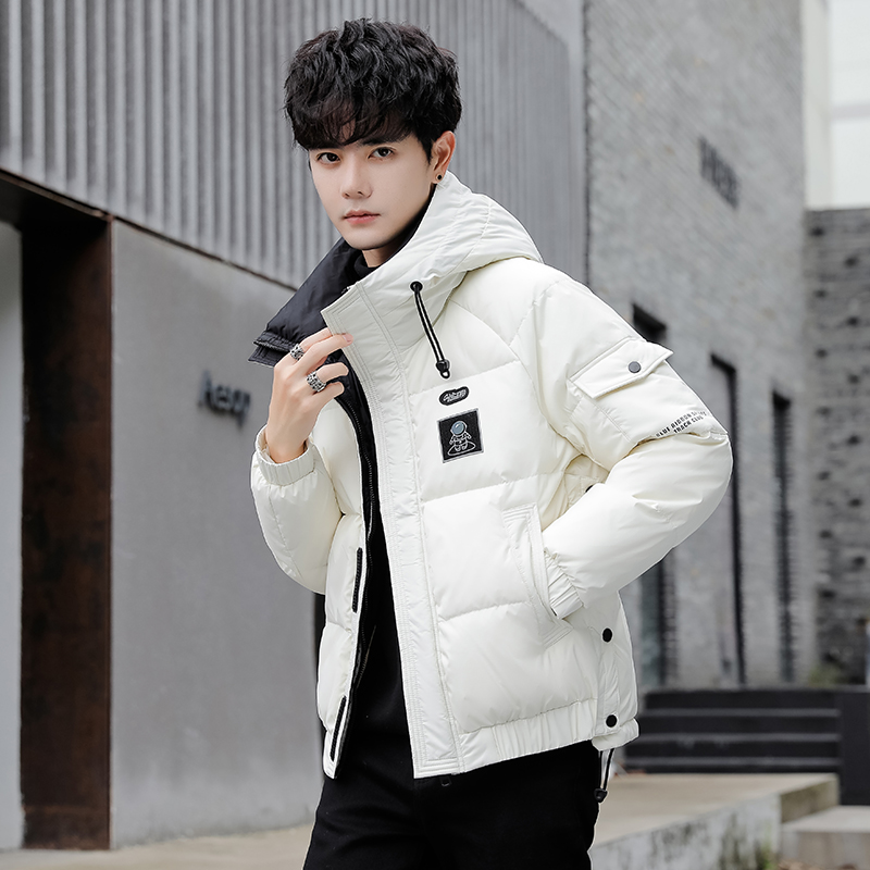 青少年羽绒服XS小码男装冬季高中生潮流痞帅学生防寒连帽保暖外套