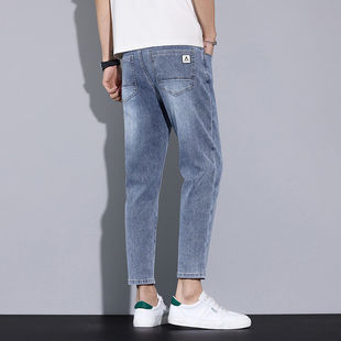 加小码26男装韩版修身小脚裤155矮个子百搭潮流27号九分牛仔裤子