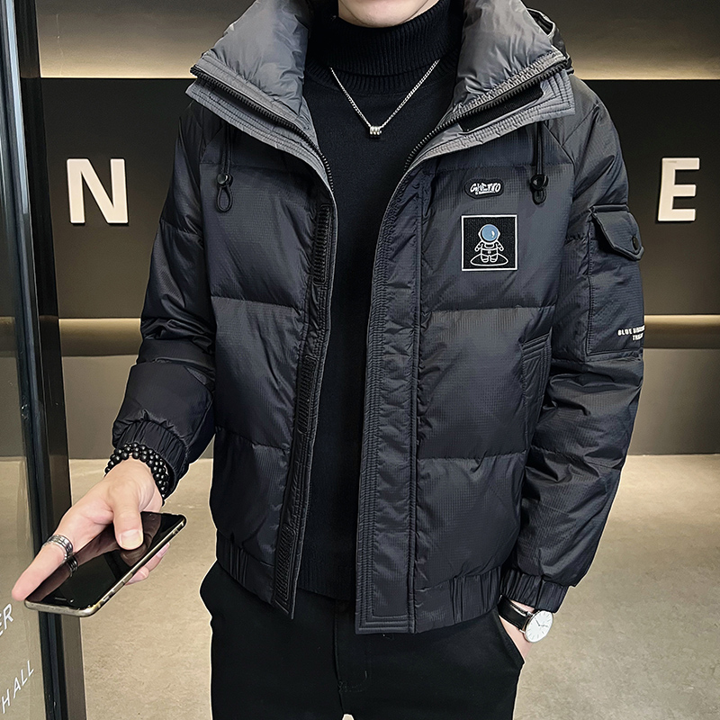 高级感短款小码男装羽绒服XS码冬季保暖连帽矮个子潮流修身S外套