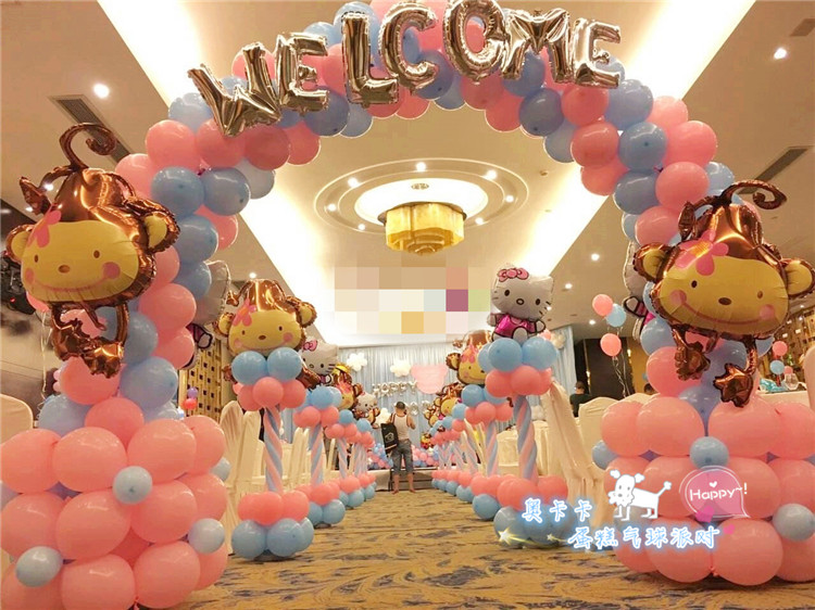 天津同城场地布置公主气球甜品台宝宝百岁周岁儿童生日布置可爱