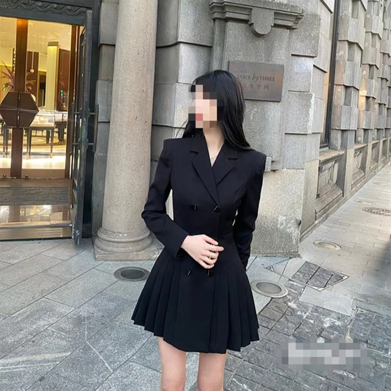 压褶职场女士西装外套西装连衣裙
