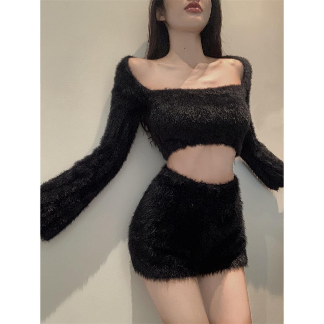 thumbnail for High Waist Thickened Knitted Casual Shorts Women's Autumn Winter 2022 New Wear A-Line Small Straight Wide-leg Pants