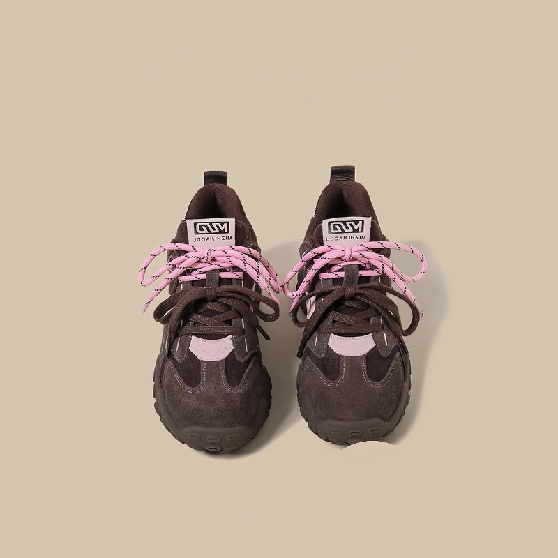 小众双鞋带小码平厚底德训鞋女