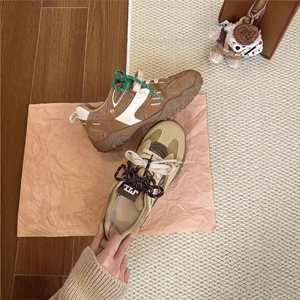 真皮复古内增高阿甘德训鞋女秋冬新款加绒厚底老爹鞋休闲运动鞋