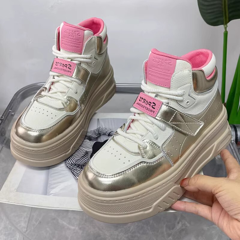 厚底高帮鞋小白鞋女休闲内增高