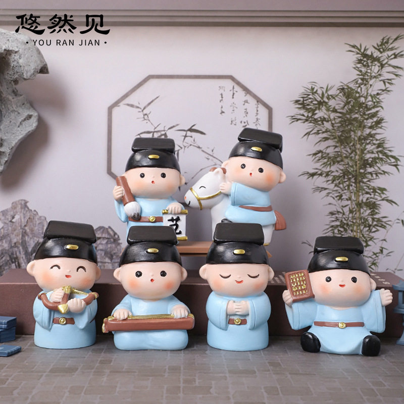 君子六艺学院文创国风中式家居书房桌面装饰儿童国学技艺小摆件