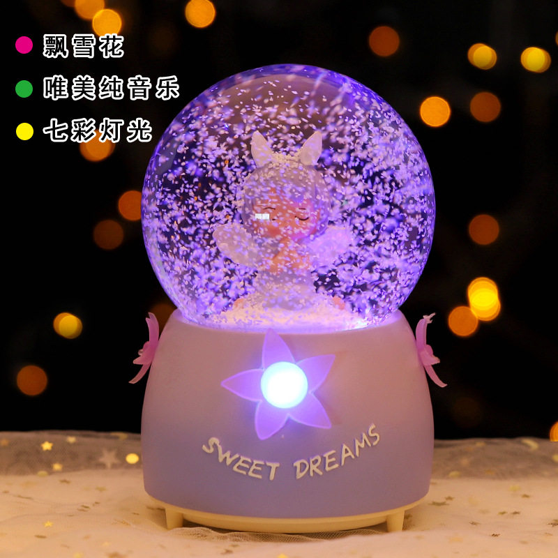 安妮宝贝水晶球飘雪彩灯音乐铃少女心礼物送朋友创意八音盒