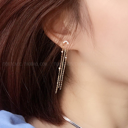设计师925银链条灵动风仙女耳钉
