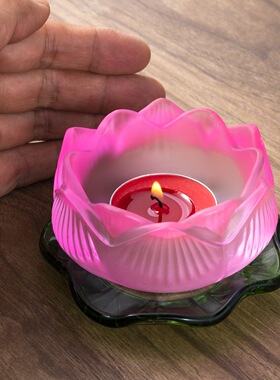 玻璃莲花供佛酥油灯座