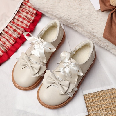 taobao agent Japanese and Korean autumn and winter thick -bottomed puffin cake heel bowl female Lolita girl students single shoes small leather shoes