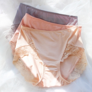 大红本命年莫代尔棉蕾丝女士三角裤外贸原单中高腰女内裤高弹大码