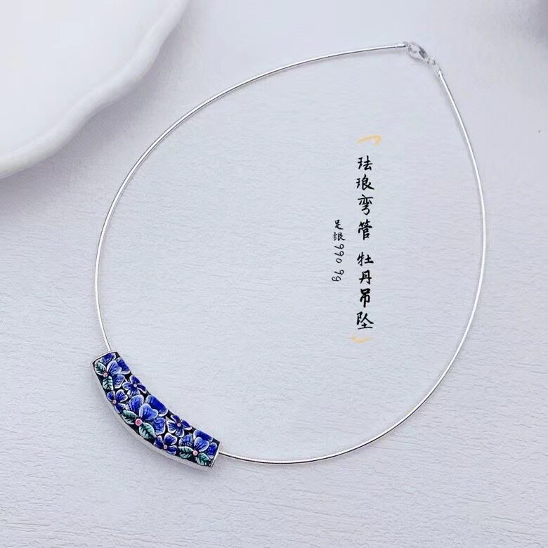 久一新中式足银繁花弯管项链
