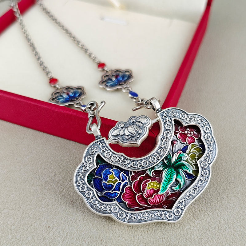 999纯银繁花锁中国风纯手工编织牡丹锁女士凤凰锁项链时尚百搭款,饰品/流行首饰/时尚饰品新,银饰吊坠,淘宝优惠券,粉丝福利购,淘宝优惠卷