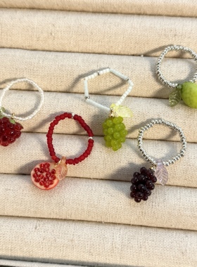 夏日清新柠檬串珠甜美少女心戒指