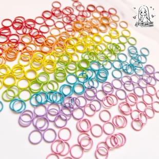 小喃拼豆彩色烤漆开口闭口圈钥匙扣链接圈C圈10MM手工DIY饰品配件