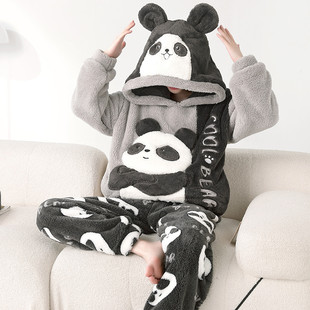 男士睡衣秋冬款珊瑚绒加厚加绒法兰绒冬季青少年卡通男生款家居服