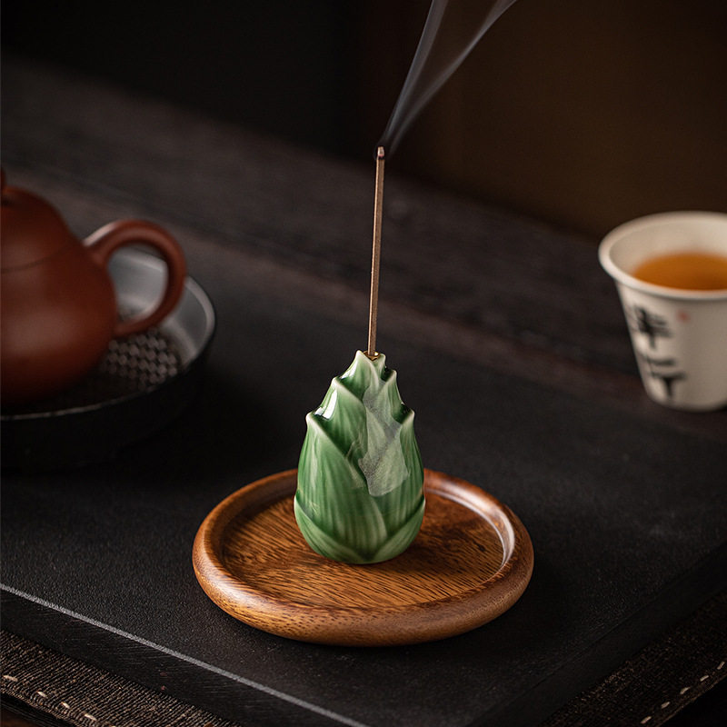 创意小竹笋香插香座家用室内线香底座茶室禅意桌面装饰品小摆件