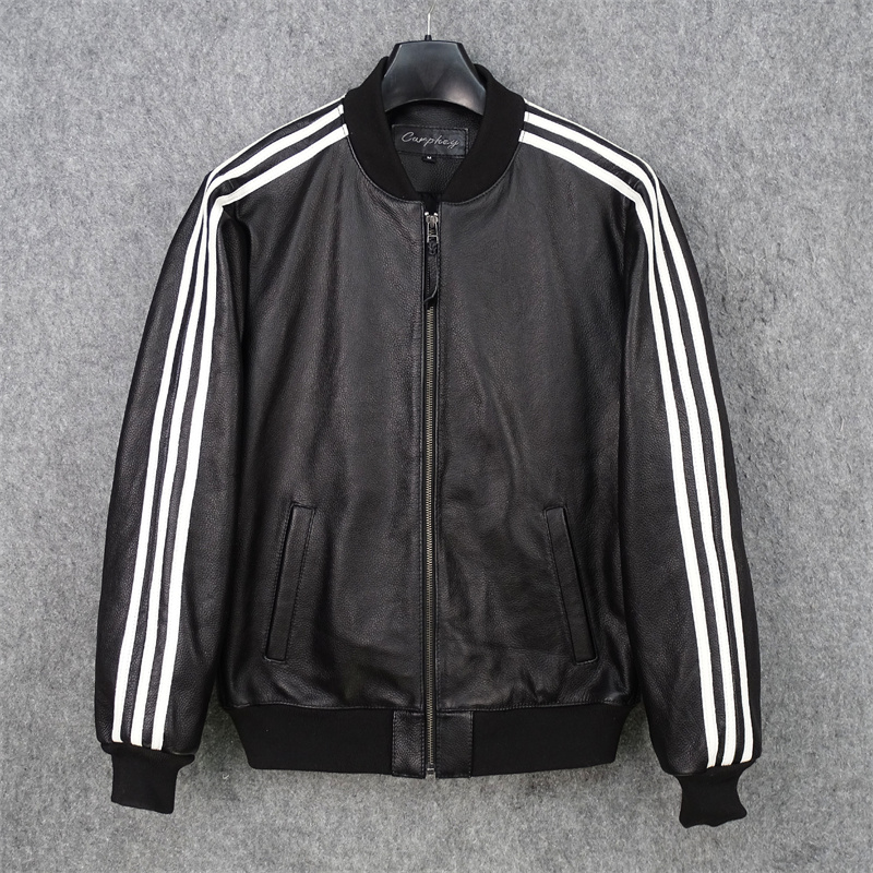 小贝款牛皮棒球服真皮皮衣